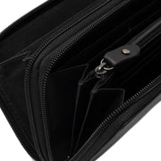 Solid Antique Brass Hardware &amp; Heavy-Duty Dual Zipper Detail on Hadley Full-Grain Leather Wallet til Kvinder