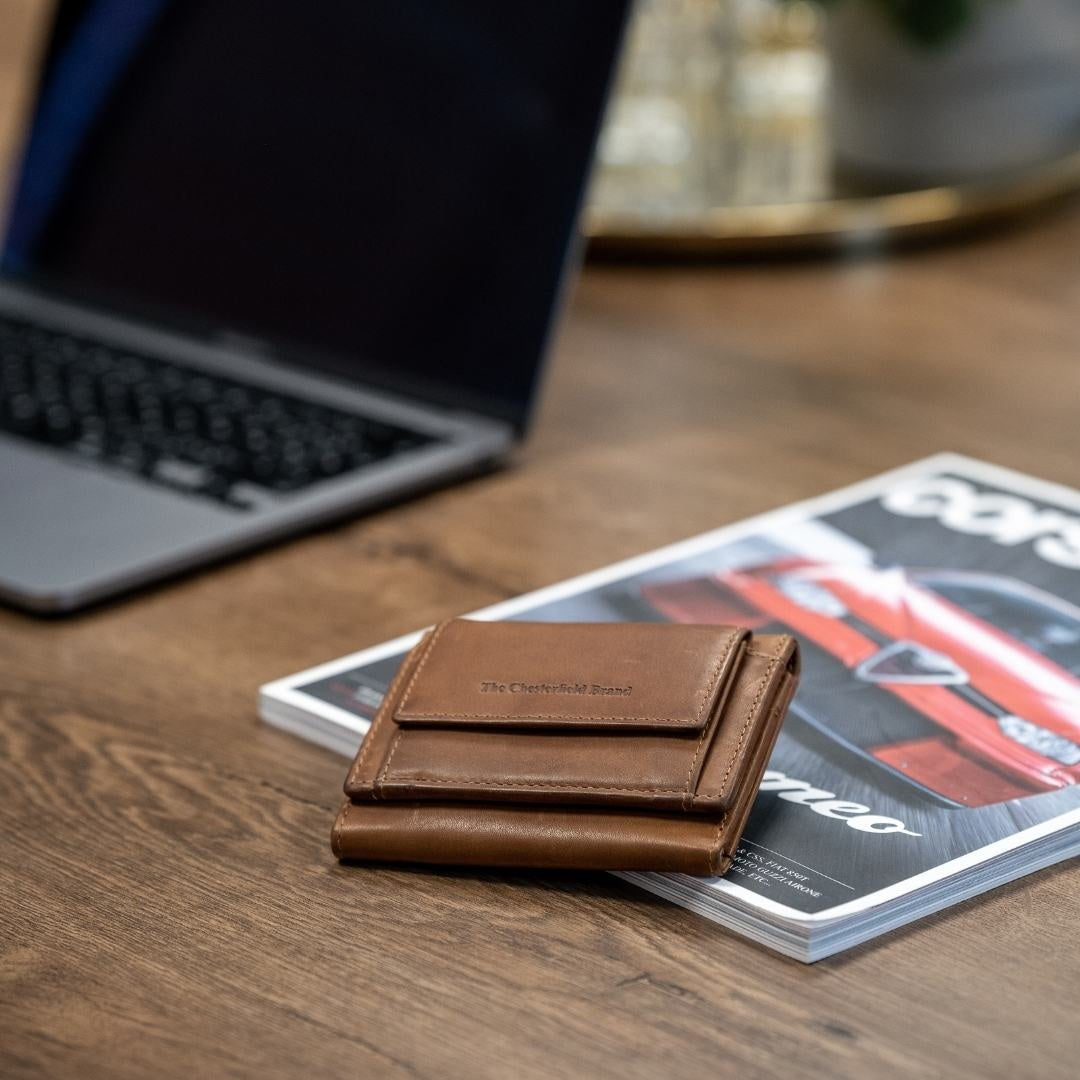 
Classic 100% Full-Grain leather Wallet - Bagfra med forstærkede læderremme og syninger