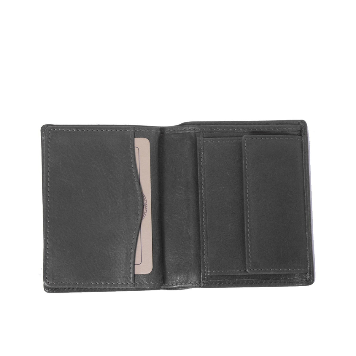 Hereford Full-Grain Leather Wallet til Mænd - Structured Side Profile Showing Gusset Depth &amp; Expansion Capacity