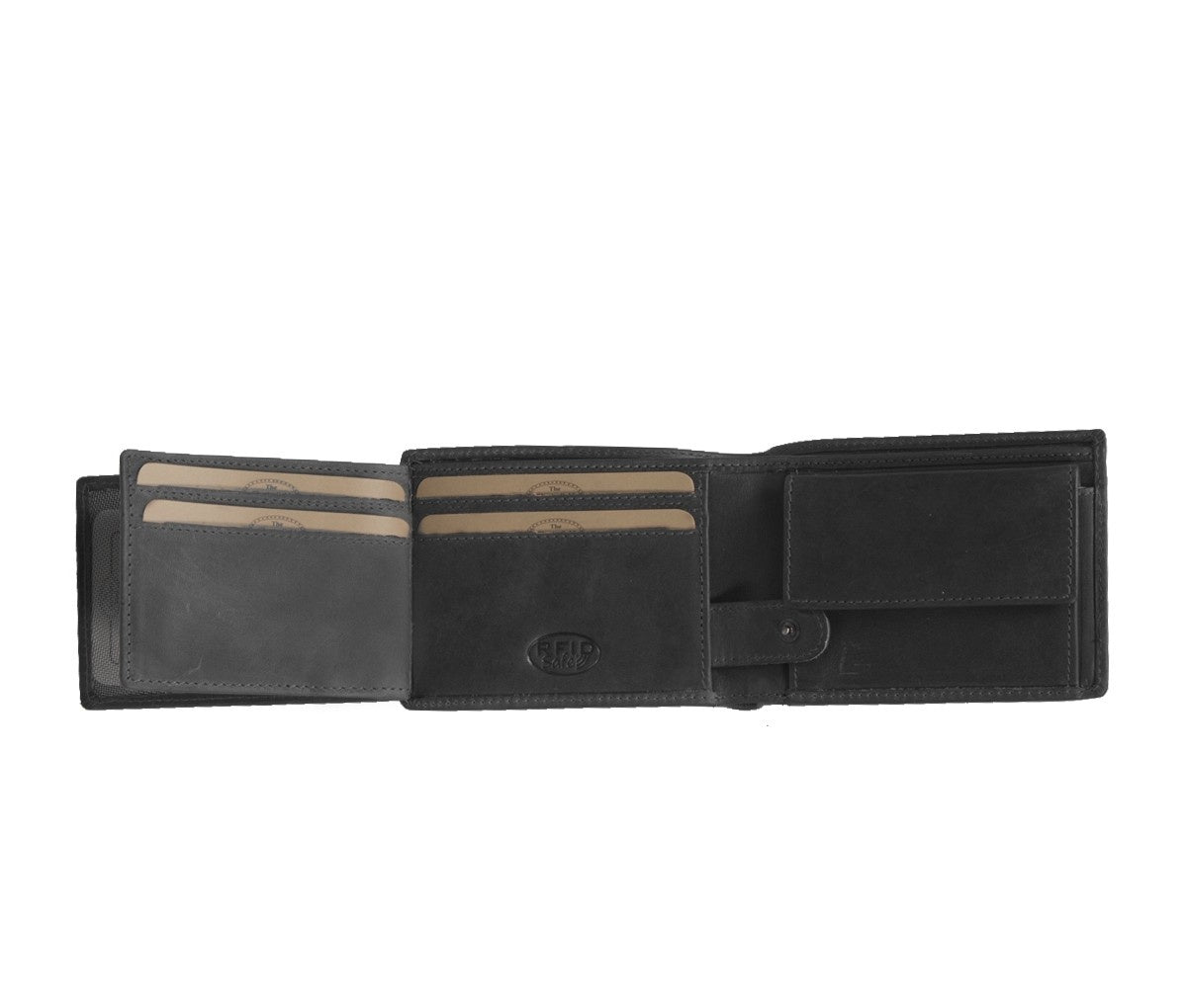 Solid Antique Brass Hardware &amp; Heavy-Duty Dual Zipper Detail on Marvin Full-Grain Leather Wallet til Mænd