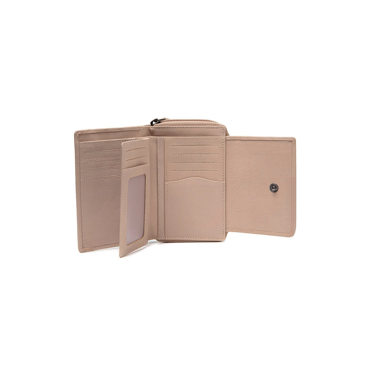 Solid Antique Brass Hardware &amp; Heavy-Duty Dual Zipper Detail on Orveta Full-Grain Leather Wallet til Kvinder