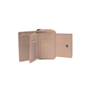 Solid Antique Brass Hardware &amp; Heavy-Duty Dual Zipper Detail on Orveta Full-Grain Leather Wallet til Kvinder