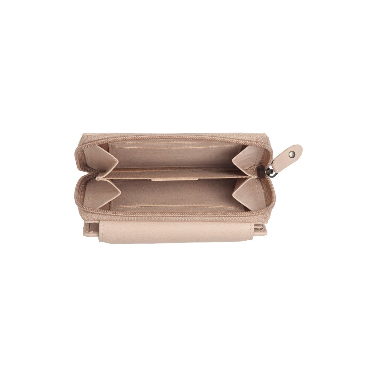 Orveta Full-Grain Leather Wallet til Kvinder - Structured Side Profile Showing Gusset Depth &amp; Expansion Capacity