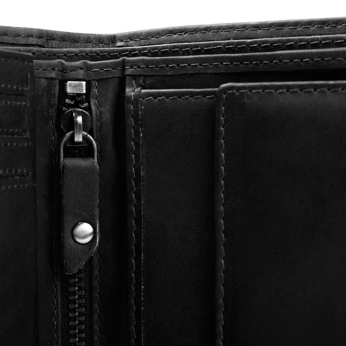 Ruby Full-Grain Leather Wallet til Kvinder - Structured Side Profile Showing Gusset Depth &amp; Expansion Capacity