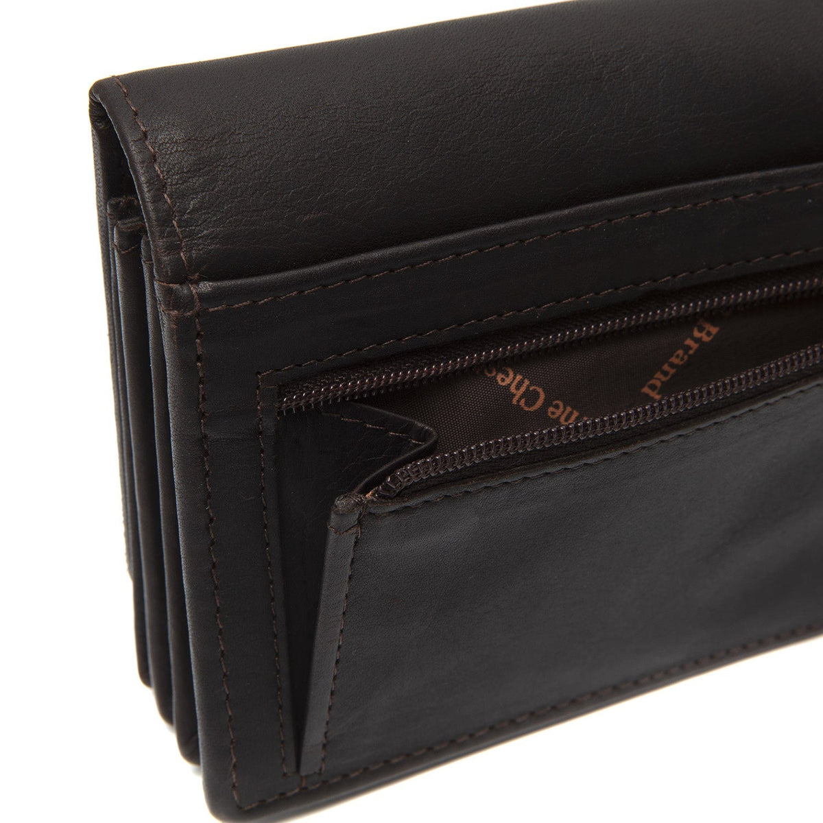 Solid Antique Brass Hardware &amp; Heavy-Duty Dual Zipper Detail on Salzburg Full-Grain Leather Wallet til Kvinder