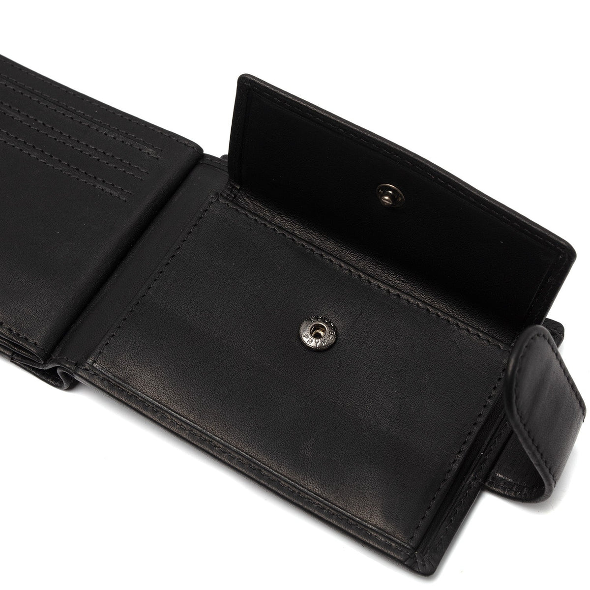 Solid Antique Brass Hardware &amp; Heavy-Duty Dual Zipper Detail on Yamba Full-Grain Leather Wallet til Mænd
