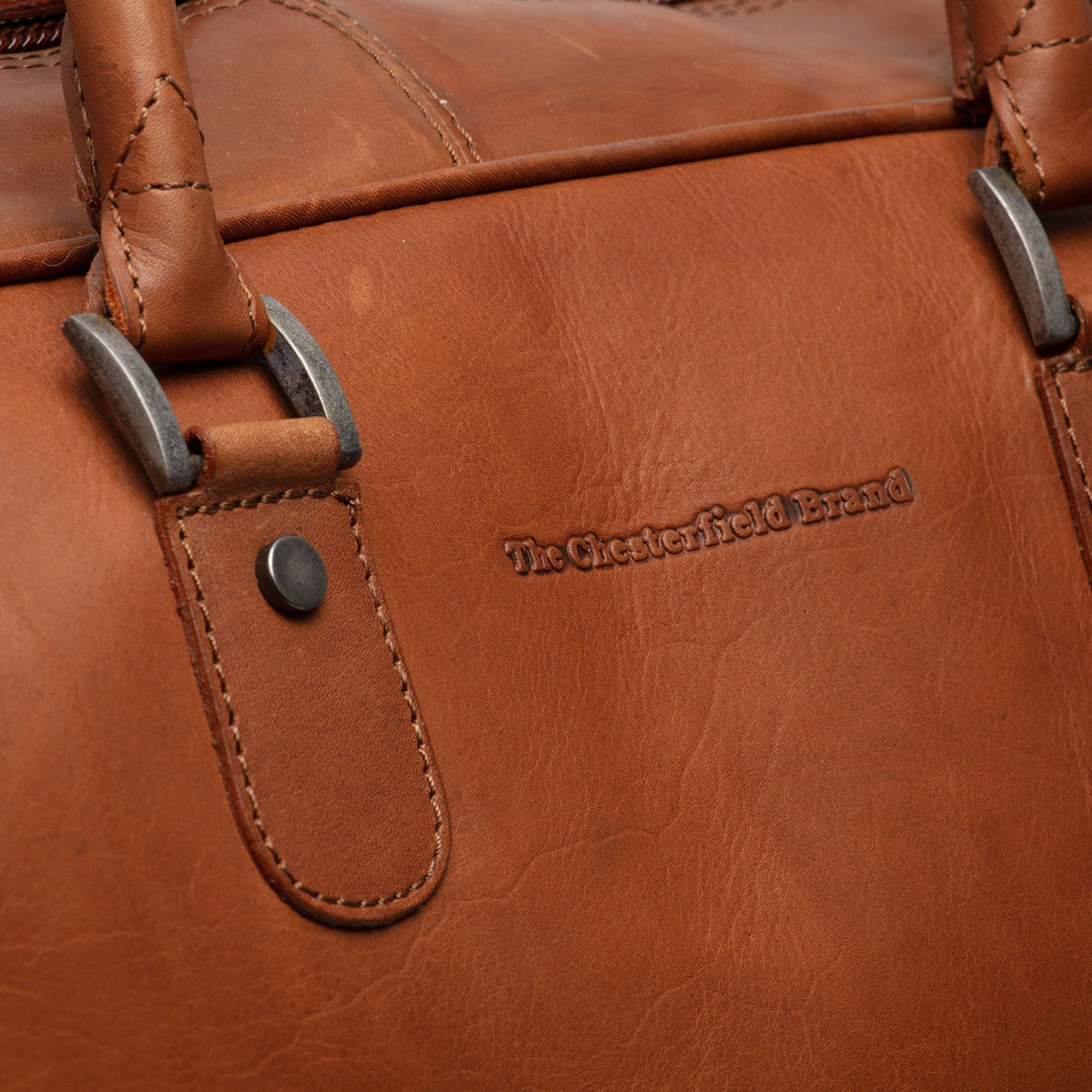 Cognac Leather Weekender Trolley Jayven til Kvinder, detail view 3