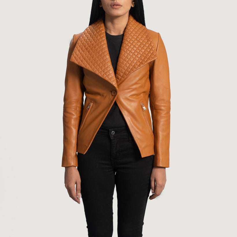 Lee Lys brun Brun Leather Blazer til Kvinder