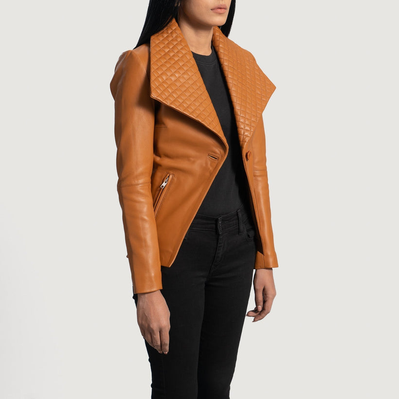 Lee Lys brun Brun Leather Blazer til Kvinder