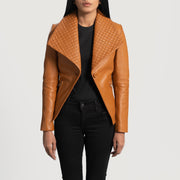 Women's Lee Lys brun Brun Leather Blazer til Kvinder - Lateral Side Profile View Showing Sleeve Cut &amp; Athletic Taper Fit