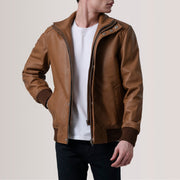 Lester Brun Suede Læder Bomberjakke til Mænd – alternate product view 1
