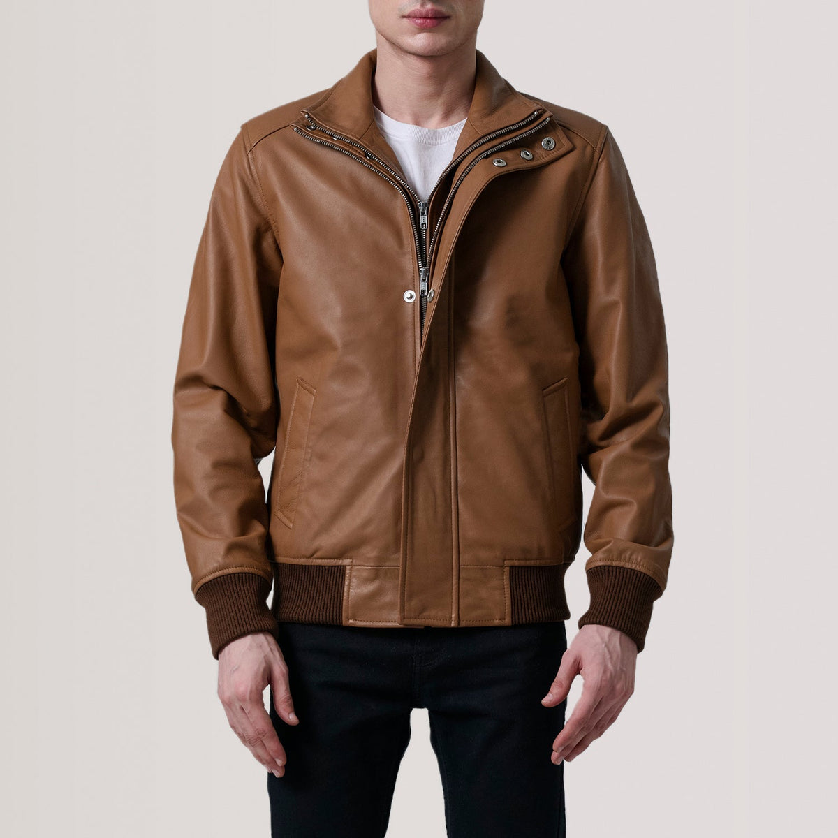 Lester Brun Suede Læder Bomberjakke til Mænd – alternate product view 4