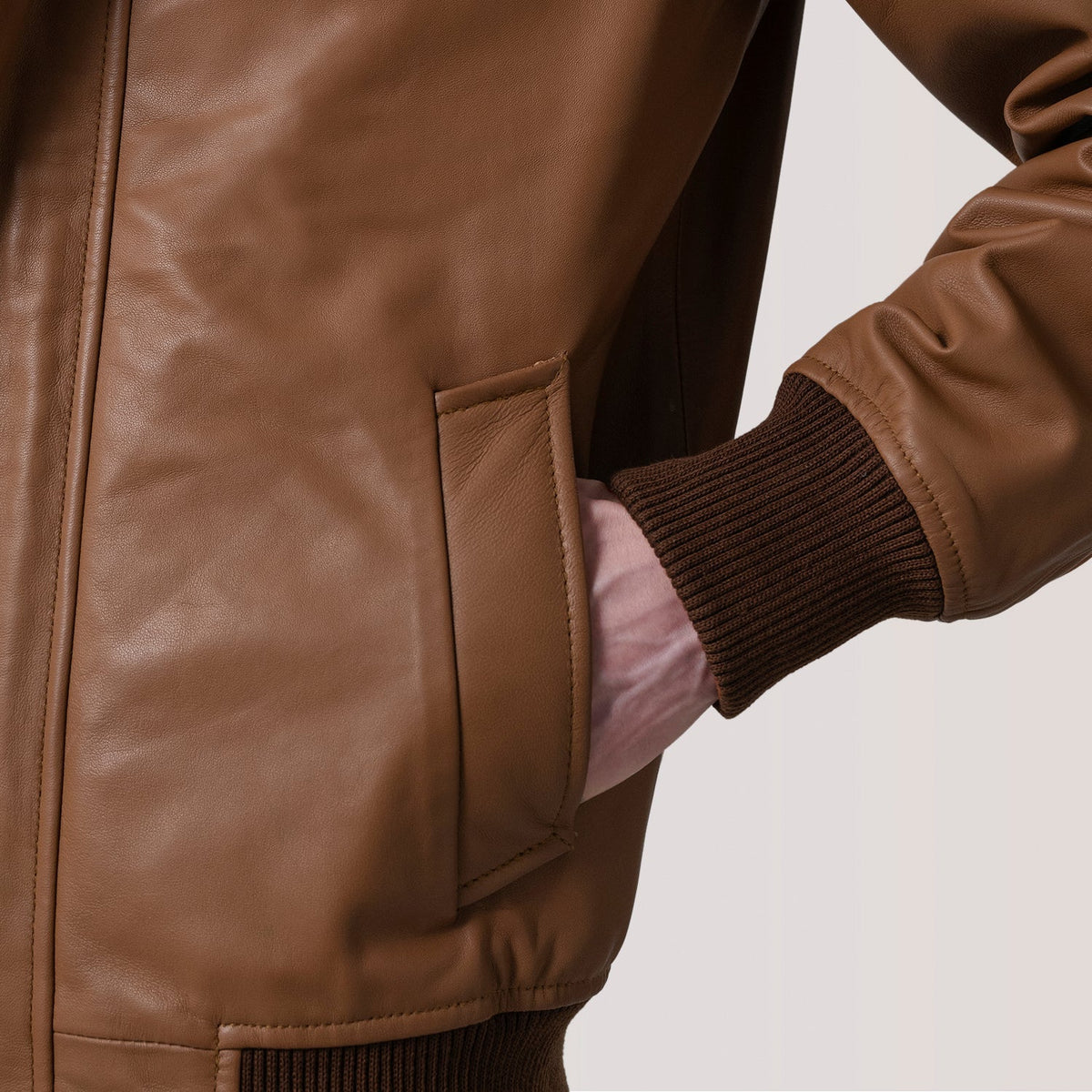 Lester Brun Suede Læder Bomberjakke til Mænd – alternate product view 6