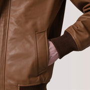 Lester Brun Suede Læder Bomberjakke til Mænd – alternate product view 6