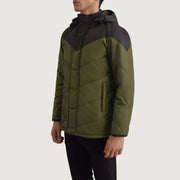 
Black & Green Full-Grain Leather Hooded Jacket - Bagfra med tilpassede skuldre og ren kant