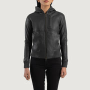 Luna Hooded Læder Bomberjakke til Kvinder – alternate product view 4