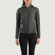 Luna Hooded Læder Bomberjakke til Kvinder – alternate product view 4