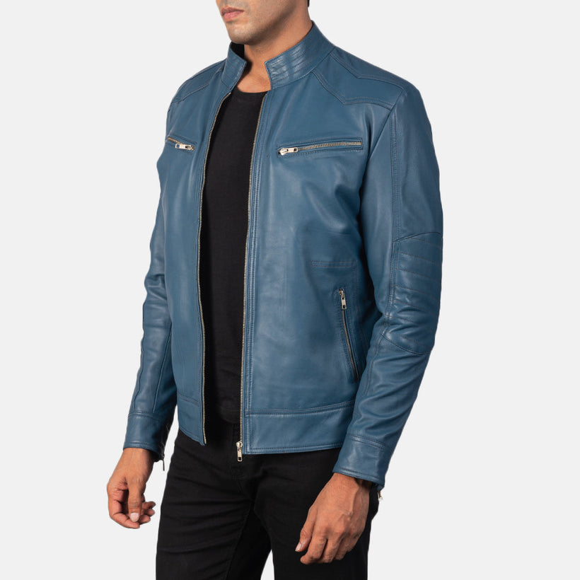 Mack Blue Læder Bikerjakke til Mænd