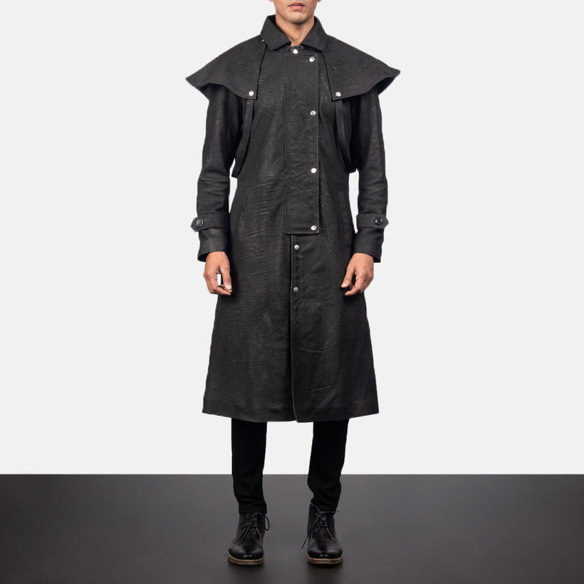 Maverick Sort Leather Duster til Mænd