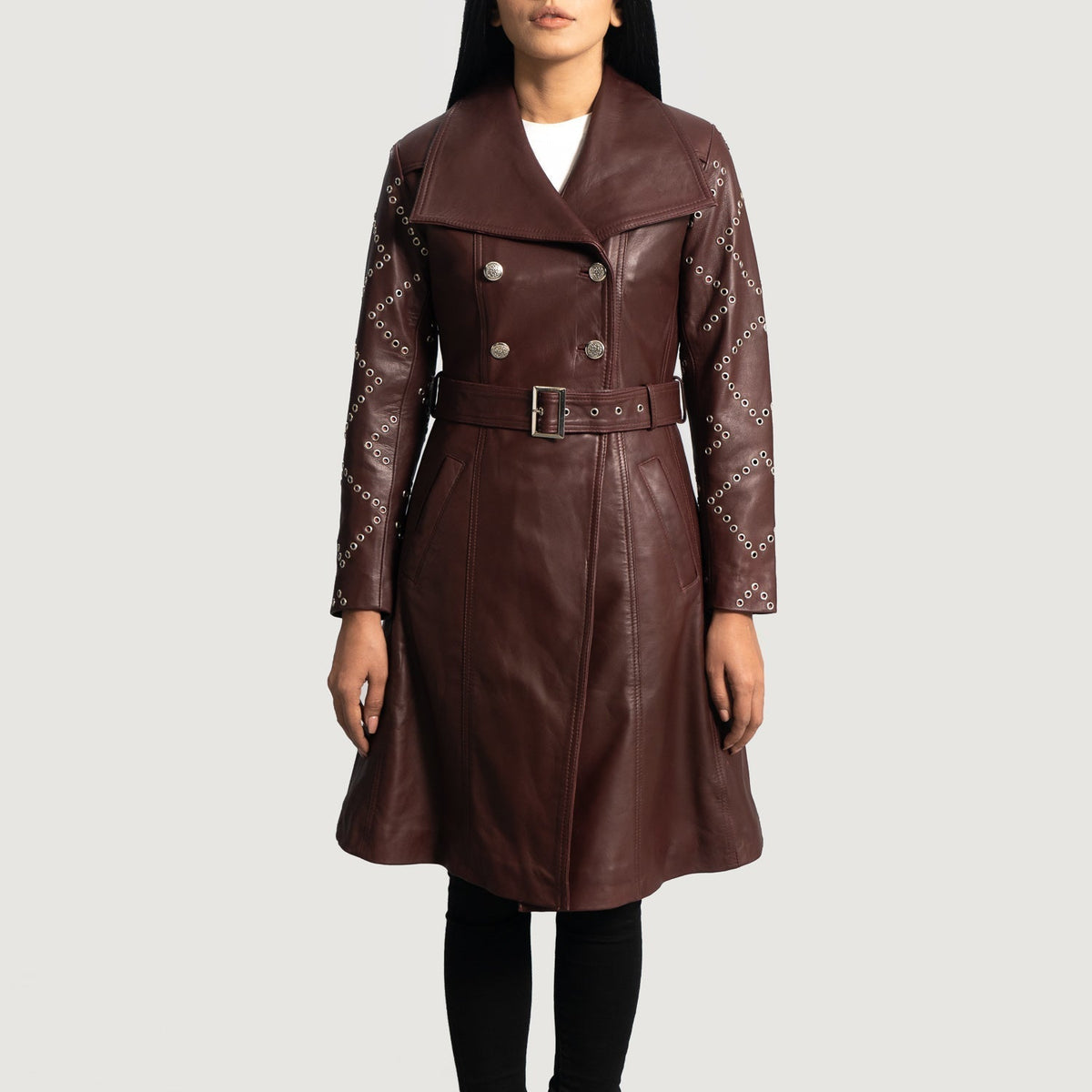 
Missoni Kastanjebrun Trenchcoat i Læder til Damer in Maroon Sheepskin Leather - Forfra med skræddersyet silhuet | Køb online