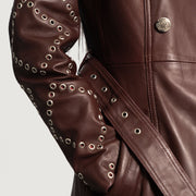 
Nærbillede of Notch & Button & Waist belt Hardware on Missoni Kastanjebrun Trenchcoat i Læder til Damer