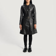 
Moonlight Sort Trenchcoat i Læder til Damer - Sideprofil med ergonomisk ærmesnit