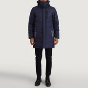 
Moore Blå Hooded Parka til Mænd - Sideprofil med ergonomisk ærmesnit