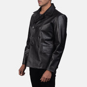 
Black Cowhide leather Blazer - Bagfra med tilpassede skuldre og ren kant