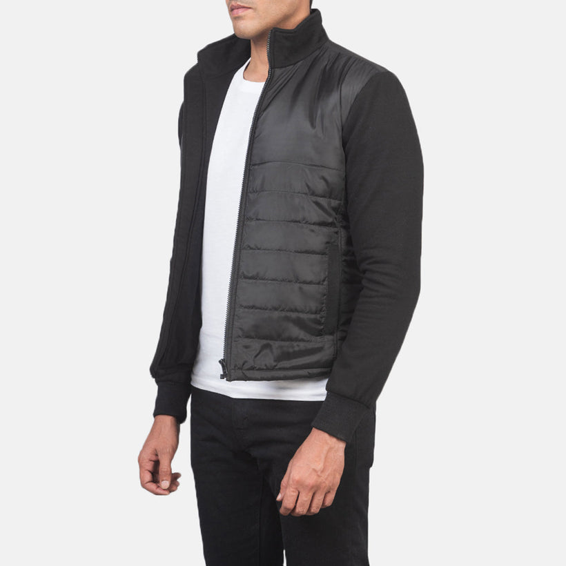 Nashville Quiltet Sort Windbreaker Læderjakke til Mænd