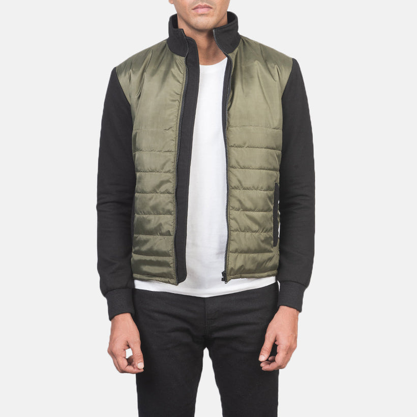 Nashville Quiltet Grøn Windbreaker Læderjakke til Mænd