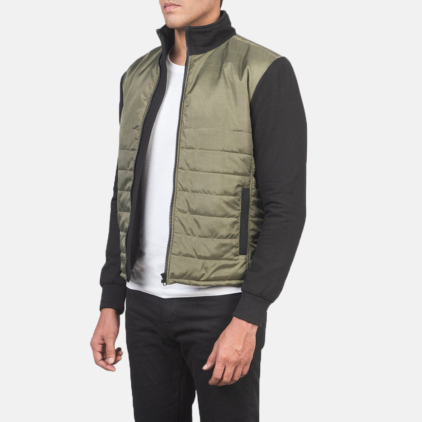 Nashville Quiltet Grøn Windbreaker Læderjakke til Mænd
