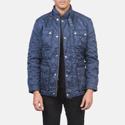 Men's Nelson Quilted Blue Windbreaker Læderjakke til Mænd in Blue Nylon - Front Profile View &amp; Tailored Silhouette | Buy Online