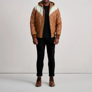 Norman Læderjakke Lys brun Puffer Læderjakke til Mænd – alternate product view 3