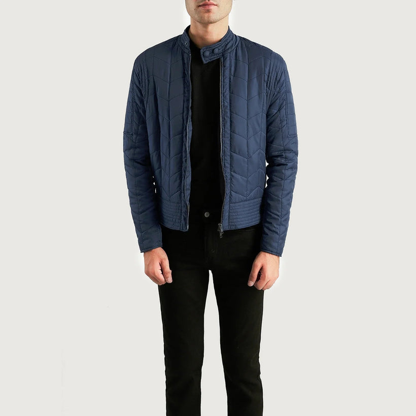 Nyle Quiltet Windbreaker Læderjakke til Mænd