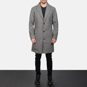 
Petrillo Grey Wool Single Breasted Læderfrakke til Mænd - Sideprofil med ergonomisk ærmesnit