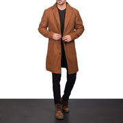 
Khaki Synthetic Wool Trench Coat - Bagfra med tilpassede skuldre og ren kant