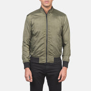 
Nærbillede of Band & Zipper with wind flap Hardware on Ramon Grøn Bomberjakke i Læder til Mænd