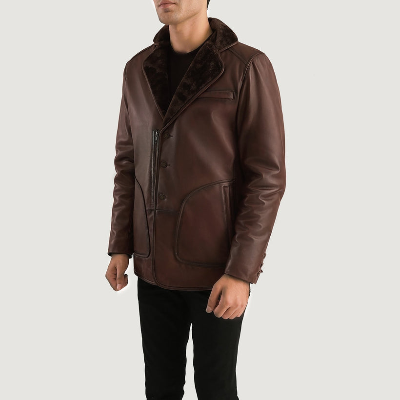Rocky Brun Fur Leather Coat til Mænd