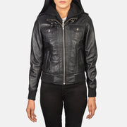 Roslyn Hooded Læder Bomberjakke til Kvinder – alternate product view 4