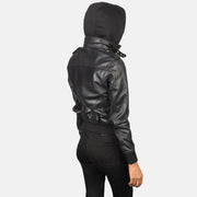 Roslyn Hooded Læder Bomberjakke til Kvinder – alternate product view 5