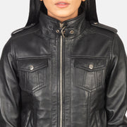Roslyn Hooded Læder Bomberjakke til Kvinder – alternate product view 6