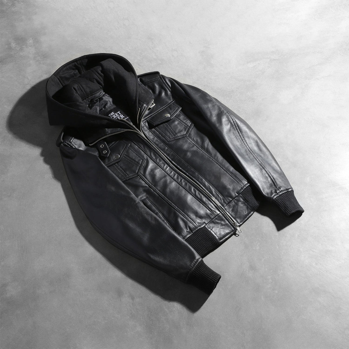 Roslyn Hooded Læder Bomberjakke til Kvinder – alternate product view 7
