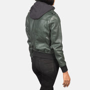 Roslyn Hooded Læder Bomberjakke til Kvinder – alternate product view 5