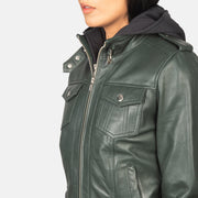 Roslyn Hooded Læder Bomberjakke til Kvinder – alternate product view 6