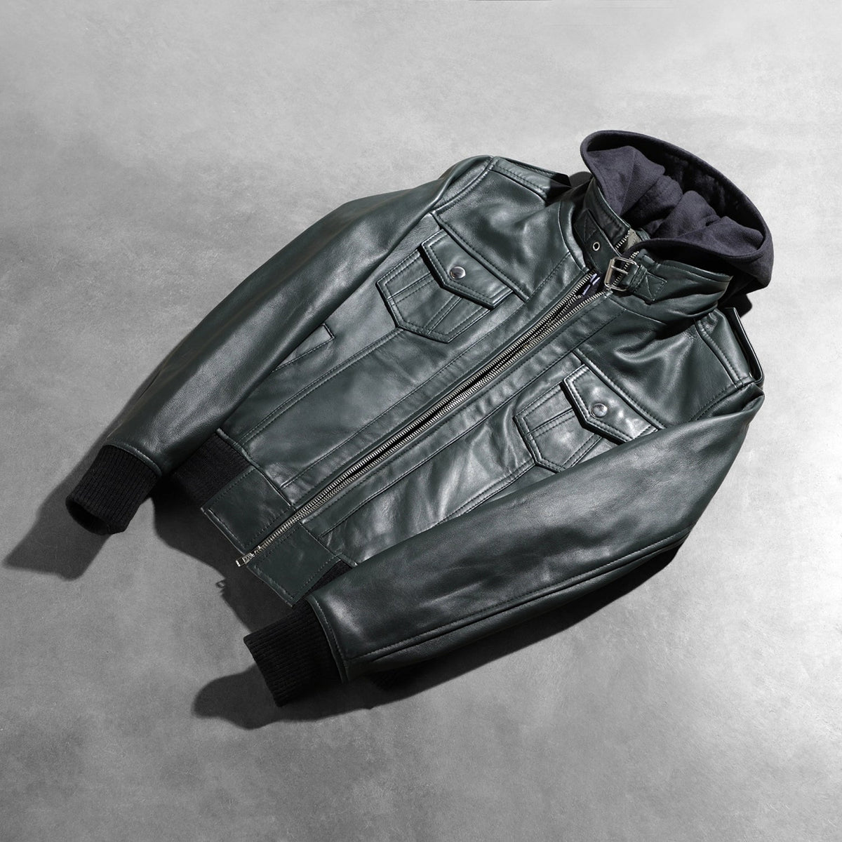 Roslyn Hooded Læder Bomberjakke til Kvinder – alternate product view 8
