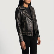 Rumy Maroon Læder Bikerjakke til Kvinder – alternate product view 2
