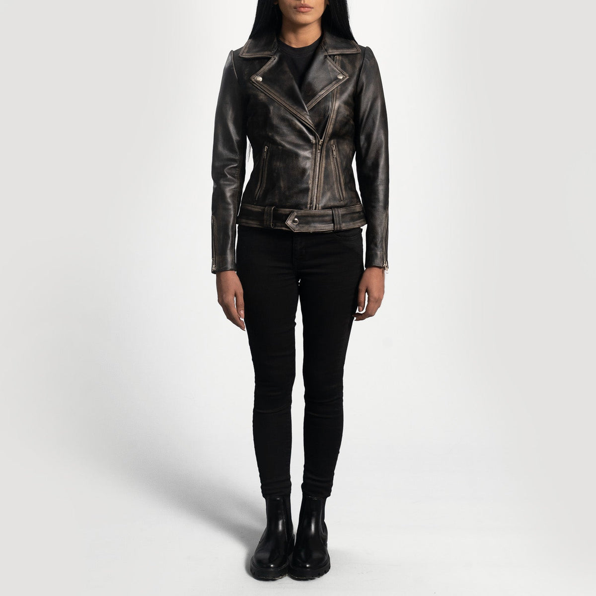 Rumy Maroon Læder Bikerjakke til Kvinder – alternate product view 3