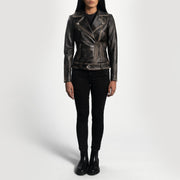 Rumy Maroon Læder Bikerjakke til Kvinder – alternate product view 3