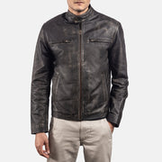 Rustic Læder Bikerjakke til Mænd – alternate product view 3
