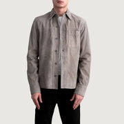
Scout Grey Suede Leather Shirt til Mænd - Forfra med skræddersyet silhuet | Køb online